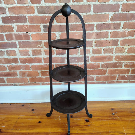 Vintage Three - Tier Wood Dessert Stand Pedestal Display Shelf, 36” - Loom Vintage