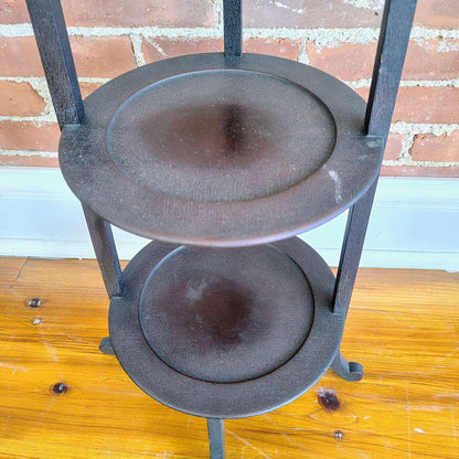Vintage Three - Tier Wood Dessert Stand Pedestal Display Shelf, 36” - Loom Vintage