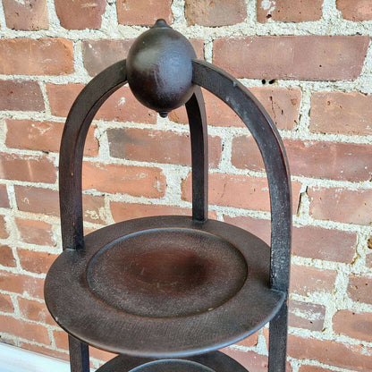Vintage Three - Tier Wood Dessert Stand Pedestal Display Shelf, 36” - Loom Vintage