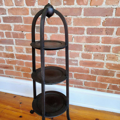 Vintage Three - Tier Wood Dessert Stand Pedestal Display Shelf, 36” - Loom Vintage