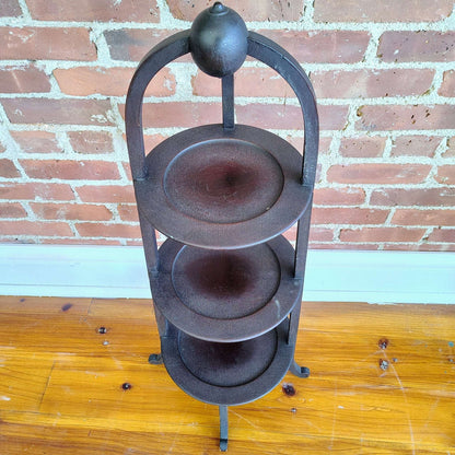 Vintage Three - Tier Wood Dessert Stand Pedestal Display Shelf, 36” - Loom Vintage