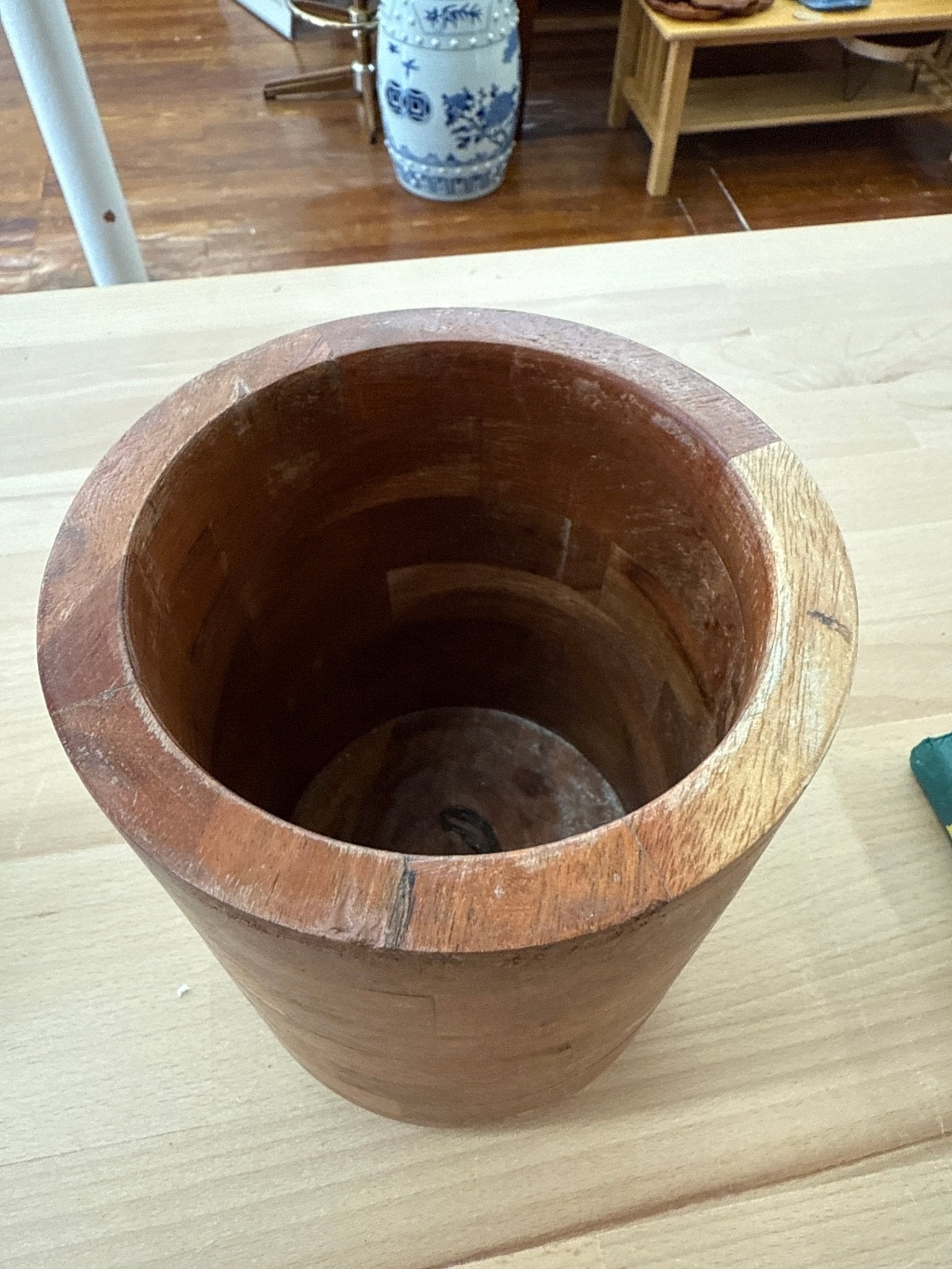 Vintage Walnut Wine Chiller with Brass Ball Feet - Loom Vintage