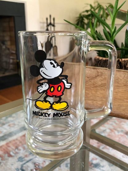 Vintage Walt Disney Glass Stein, Mickey Mouse Mug, Walt Disney World, Collectible Drinkware - Loom Vintage