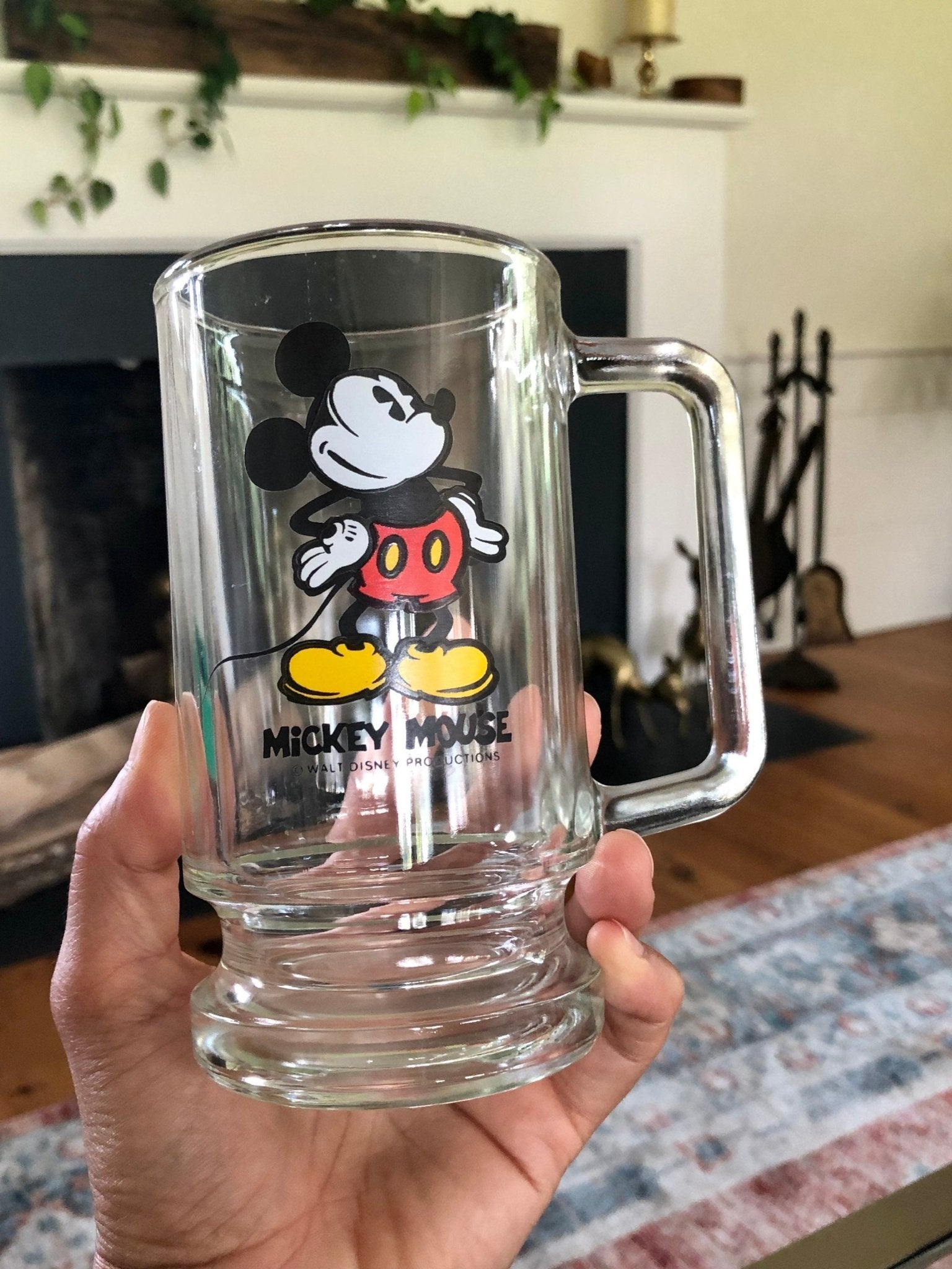 Vintage Walt Disney Glass Stein, Mickey Mouse Mug, Walt Disney World, Collectible Drinkware - Loom Vintage
