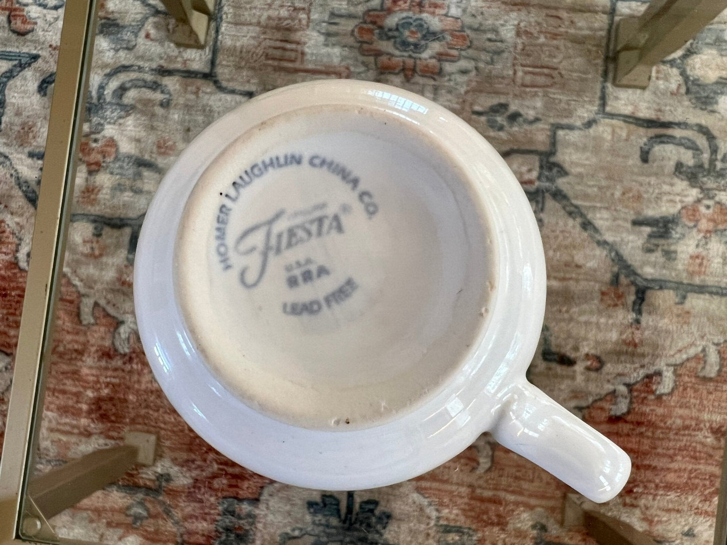 Vintage White Fiesta Cup and Saucer Homer Laughlin Fiestaware - Loom Vintage