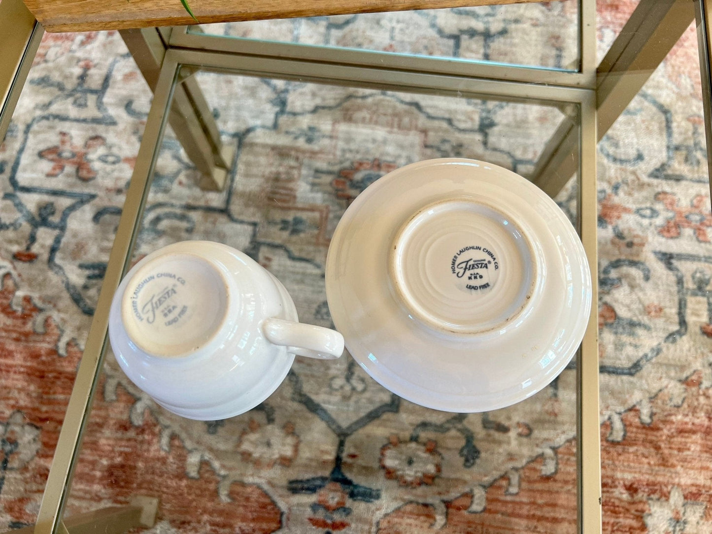 Vintage White Fiesta Cup and Saucer Homer Laughlin Fiestaware - Loom Vintage