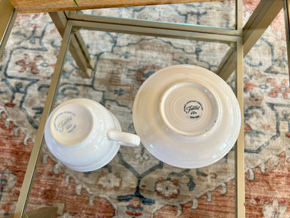 Vintage White Fiesta Cup and Saucer Homer Laughlin Fiestaware - Loom Vintage