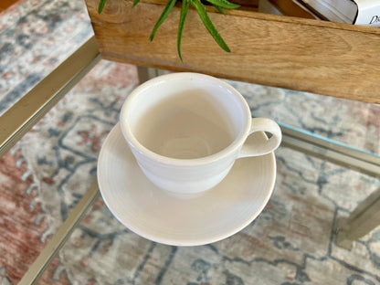 Vintage White Fiesta Cup and Saucer Homer Laughlin Fiestaware - Loom Vintage