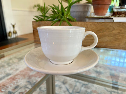Vintage White Fiesta Cup and Saucer Homer Laughlin Fiestaware - Loom Vintage