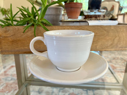 Vintage White Fiesta Cup and Saucer Homer Laughlin Fiestaware - Loom Vintage