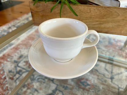 Vintage White Fiesta Cup and Saucer Homer Laughlin Fiestaware - Loom Vintage