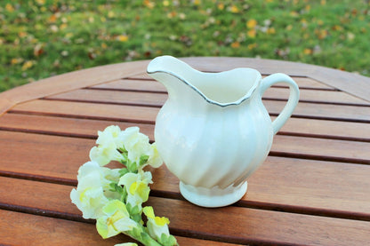 Vintage White/ SilverTrim Creamer // Pitcher // Vintage Home Decor // Farmhouse style dishes // French Country - Loom Vintage