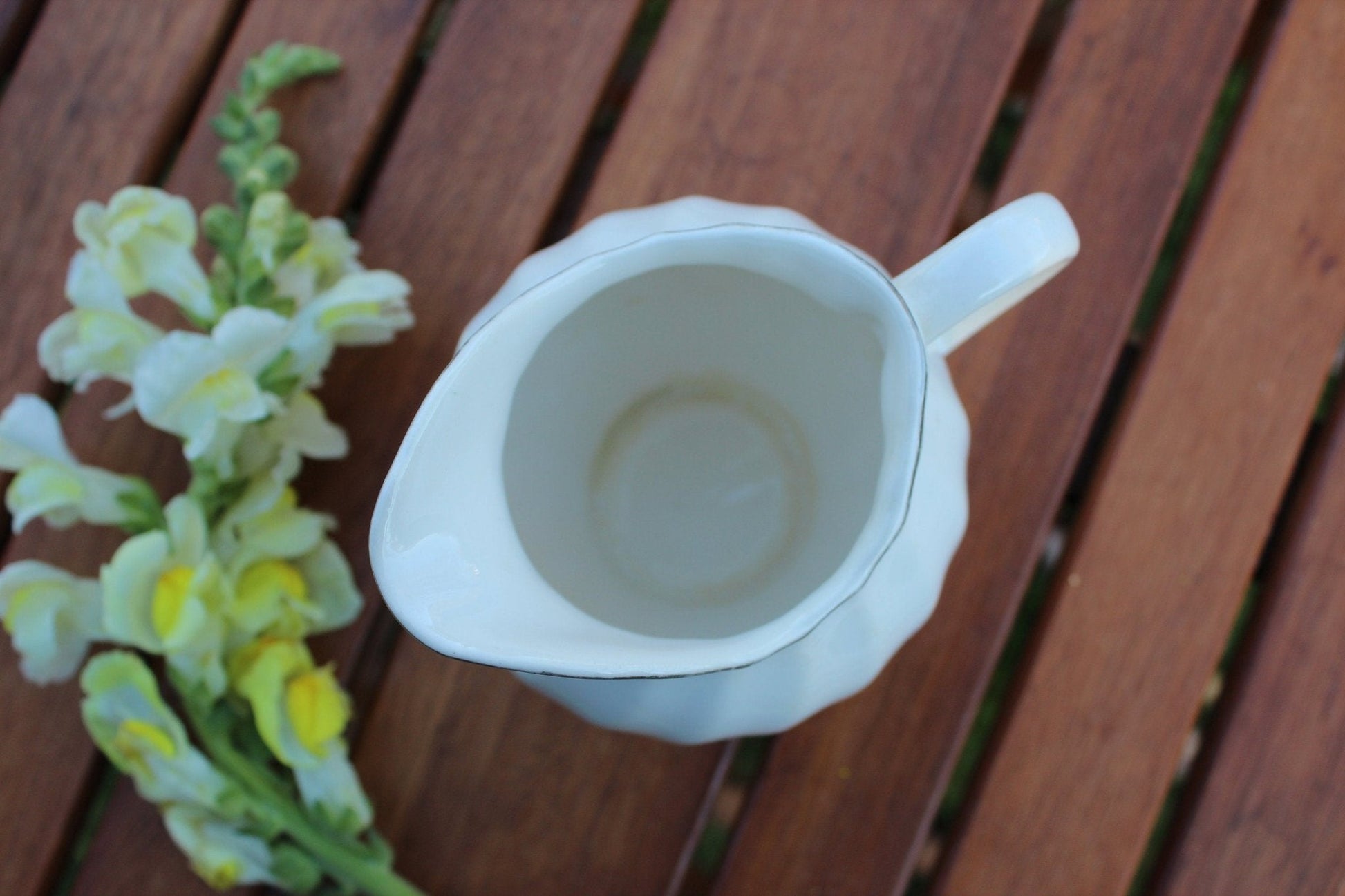 Vintage White/ SilverTrim Creamer // Pitcher // Vintage Home Decor // Farmhouse style dishes // French Country - Loom Vintage
