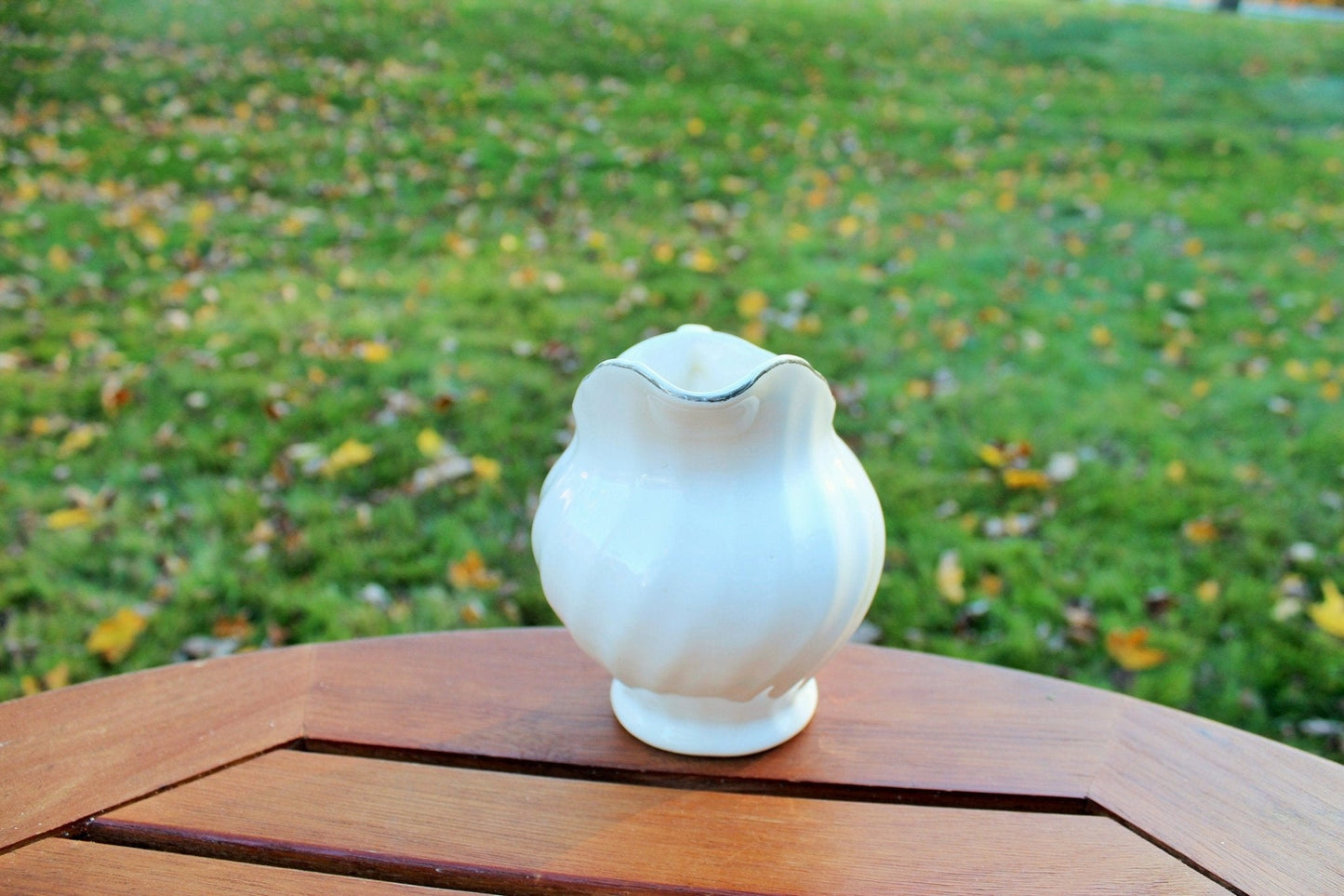 Vintage White/ SilverTrim Creamer // Pitcher // Vintage Home Decor // Farmhouse style dishes // French Country - Loom Vintage