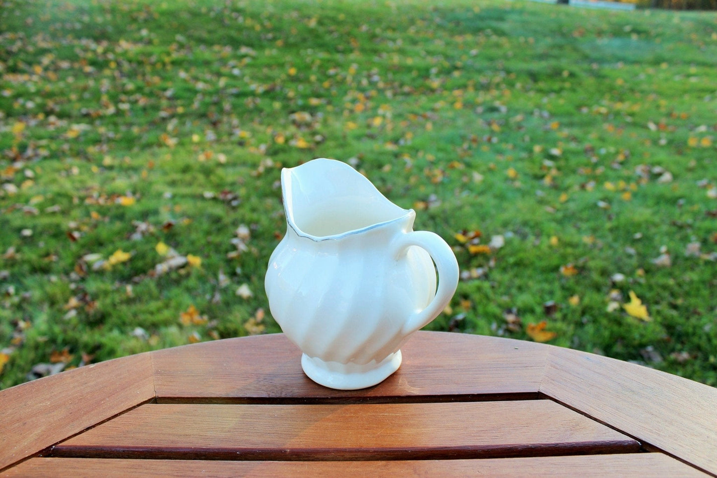 Vintage White/ SilverTrim Creamer // Pitcher // Vintage Home Decor // Farmhouse style dishes // French Country - Loom Vintage
