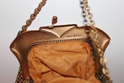 Vintage Whiting and Davis Gold Mesh Classic Handbag Purse 1940s Art Deco - Loom Vintage
