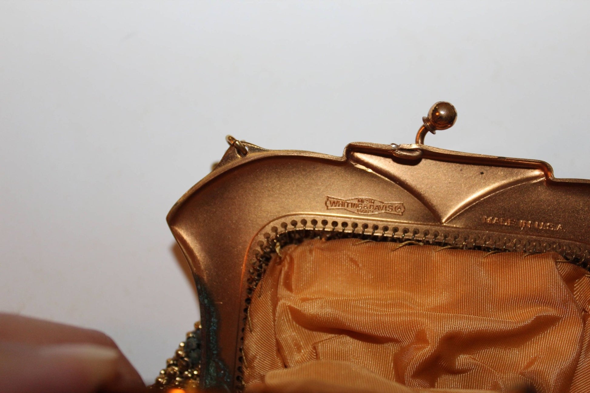Vintage Whiting and Davis Gold Mesh Classic Handbag Purse 1940s Art Deco - Loom Vintage