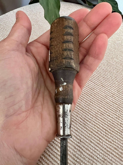 Vintage Wood Handled Screwdriver, MAC marking, Wooden Tools, Flat Head Hand Tool - Loom Vintage