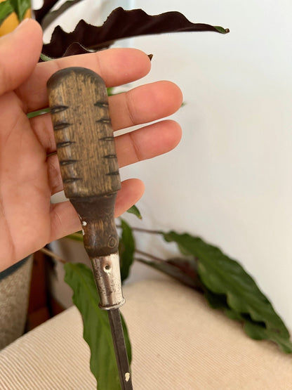 Vintage Wood Handled Screwdriver, MAC marking, Wooden Tools, Flat Head Hand Tool - Loom Vintage