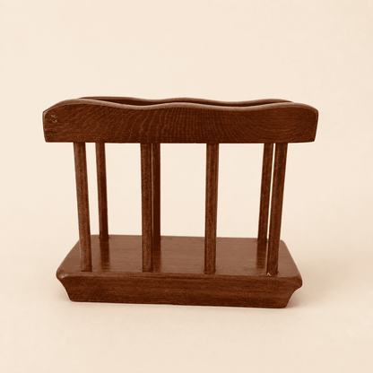 Side view of the vintage wood napkin holder