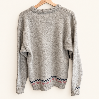 Ribbed cuff with hearts on vintage Woolrich wool sweater