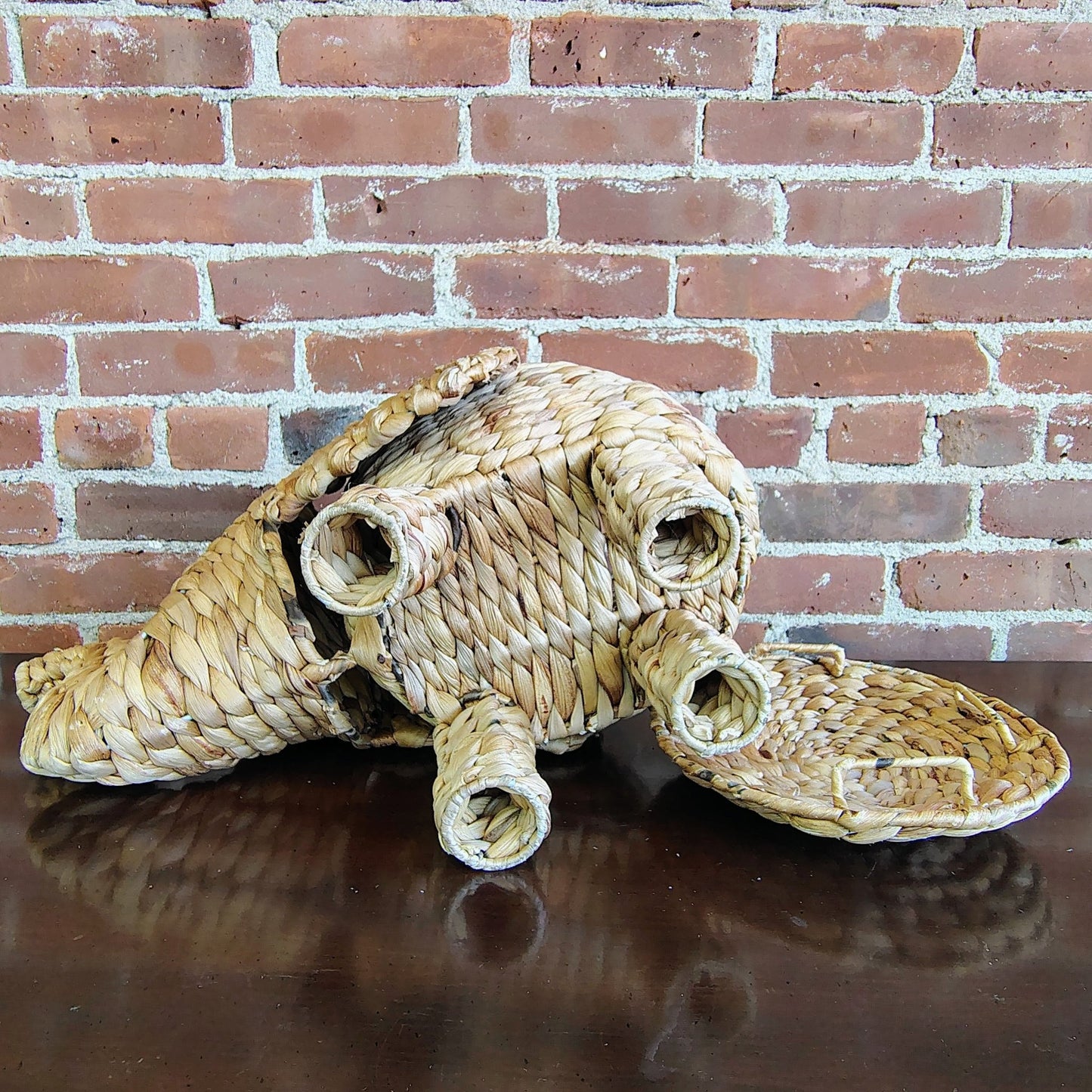 Vintage Woven Elephant Storage Basket with Lid – Natural Fiber Decor - Loom Vintage