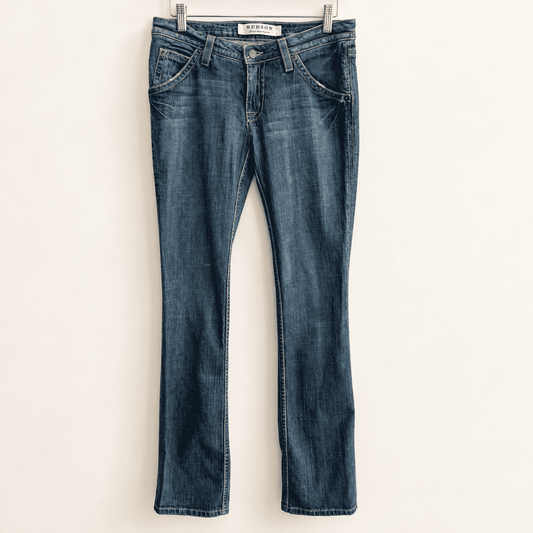 Vintage Y2K Hudson low-rise bootcut jeans, size 28, full front view, photo 1 of 11