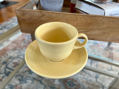 Vintage Yellow Fiesta Cup and Saucer Homer Laughlin - Loom Vintage