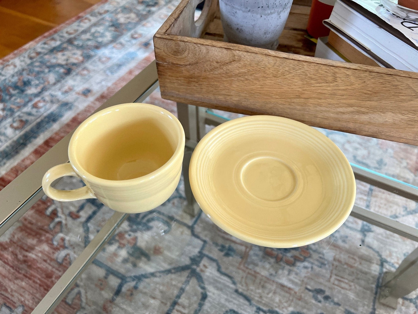 Vintage Yellow Fiesta Cup and Saucer Homer Laughlin - Loom Vintage