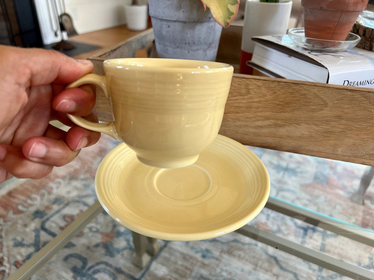 Vintage Yellow Fiesta Cup and Saucer Homer Laughlin - Loom Vintage
