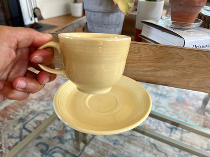 Vintage Yellow Fiesta Cup and Saucer Homer Laughlin - Loom Vintage