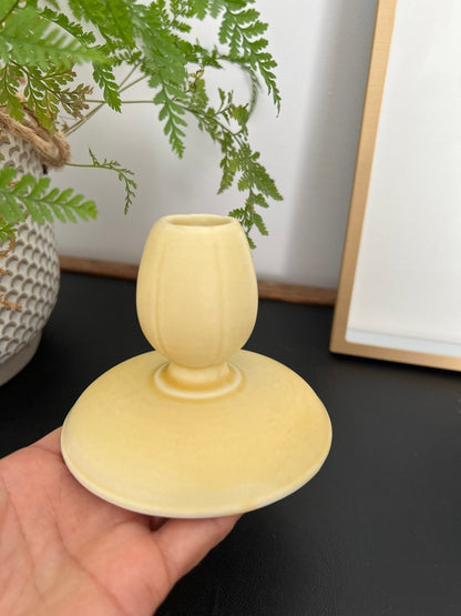 Vintage Yellow Tulip Ceramic Candle Holder, Tepeco, Trenton Fotter'es Company - Loom Vintage