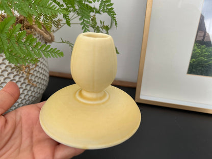 Vintage Yellow Tulip Ceramic Candle Holder, Tepeco, Trenton Fotter'es Company - Loom Vintage