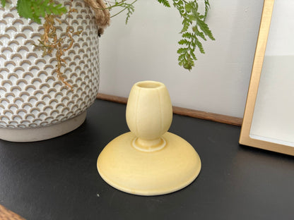 Vintage Yellow Tulip Ceramic Candle Holder, Tepeco, Trenton Fotter'es Company - Loom Vintage