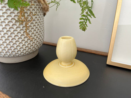 Vintage Yellow Tulip Ceramic Candle Holder, Tepeco, Trenton Fotter'es Company - Loom Vintage