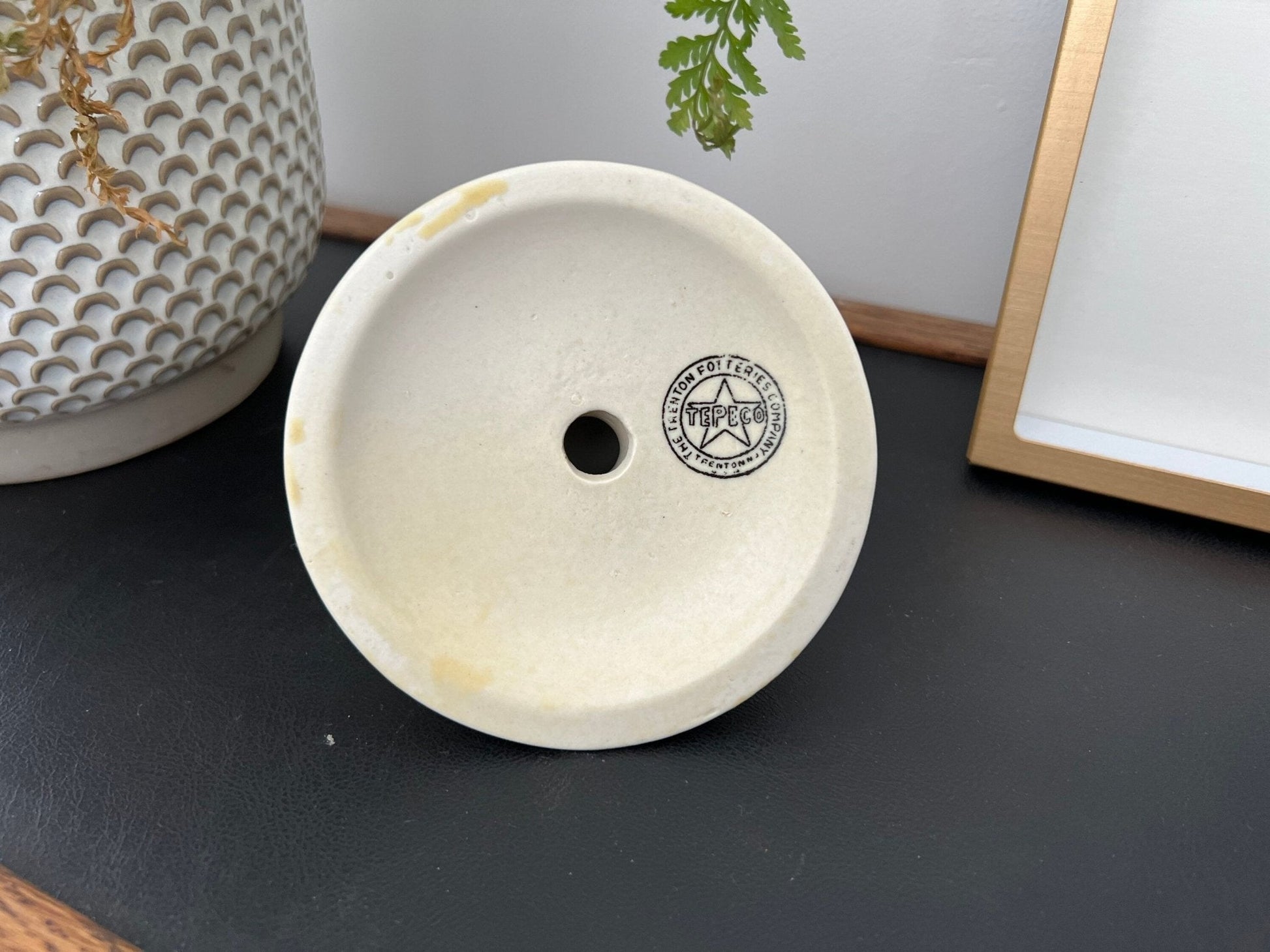 Vintage Yellow Tulip Ceramic Candle Holder, Tepeco, Trenton Fotter'es Company - Loom Vintage