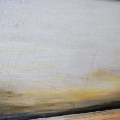 Webb Signed Oil on Canvas Landscape — Sunset Waterscape, 1980, Framed 32" × 26" - Loom Vintage