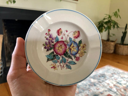 Wedgwood Morning Glory Trinket Dish — Hand - Painted, Barlaston, Made in England, 4.25" diameter - Loom Vintage