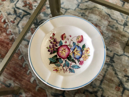 Wedgwood Morning Glory Trinket Dish — Hand - Painted, Barlaston, Made in England, 4.25" diameter - Loom Vintage
