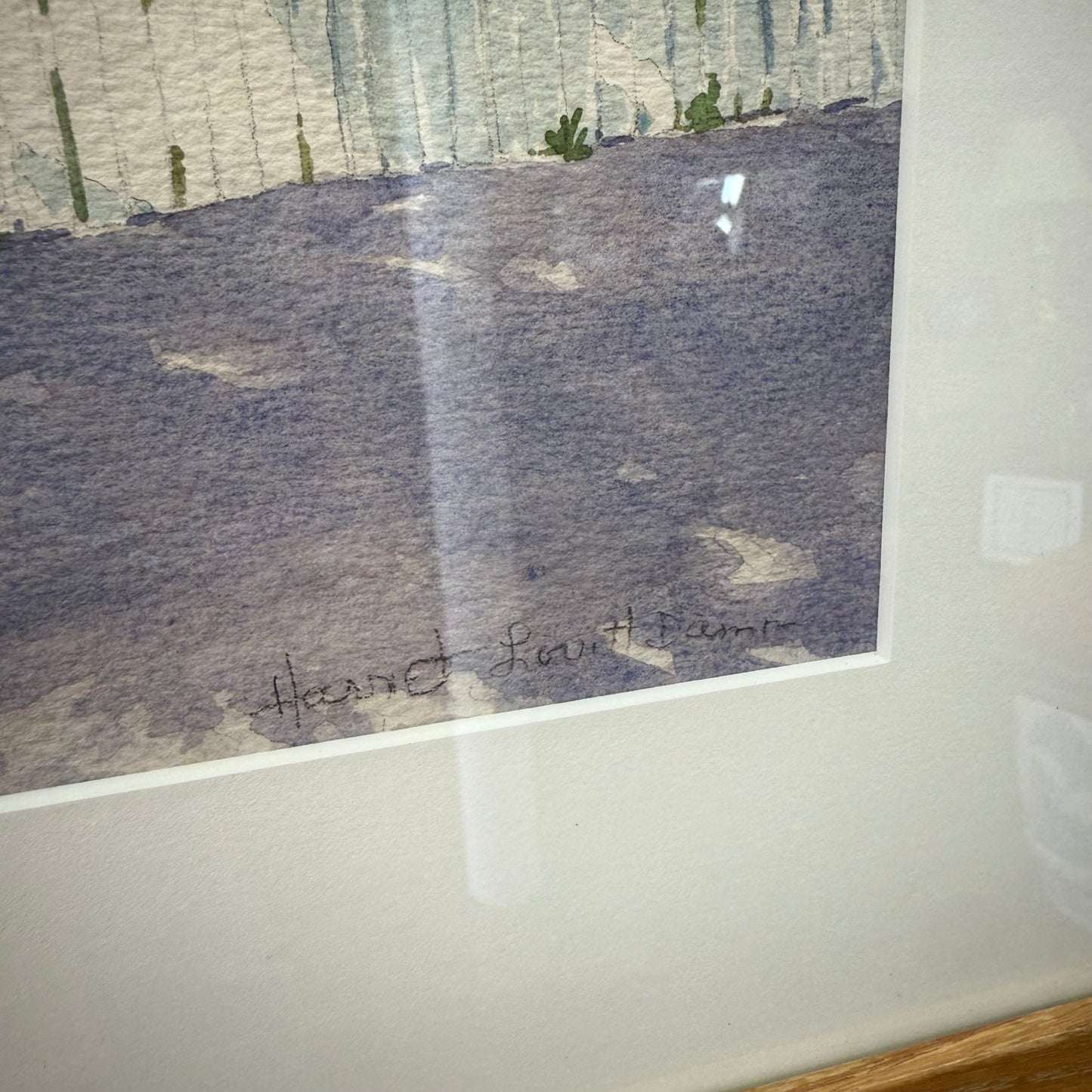 White Picket Fence Watercolor by Harriet Lovitt Damm (Framed, 16" x 13") - Loom Vintage