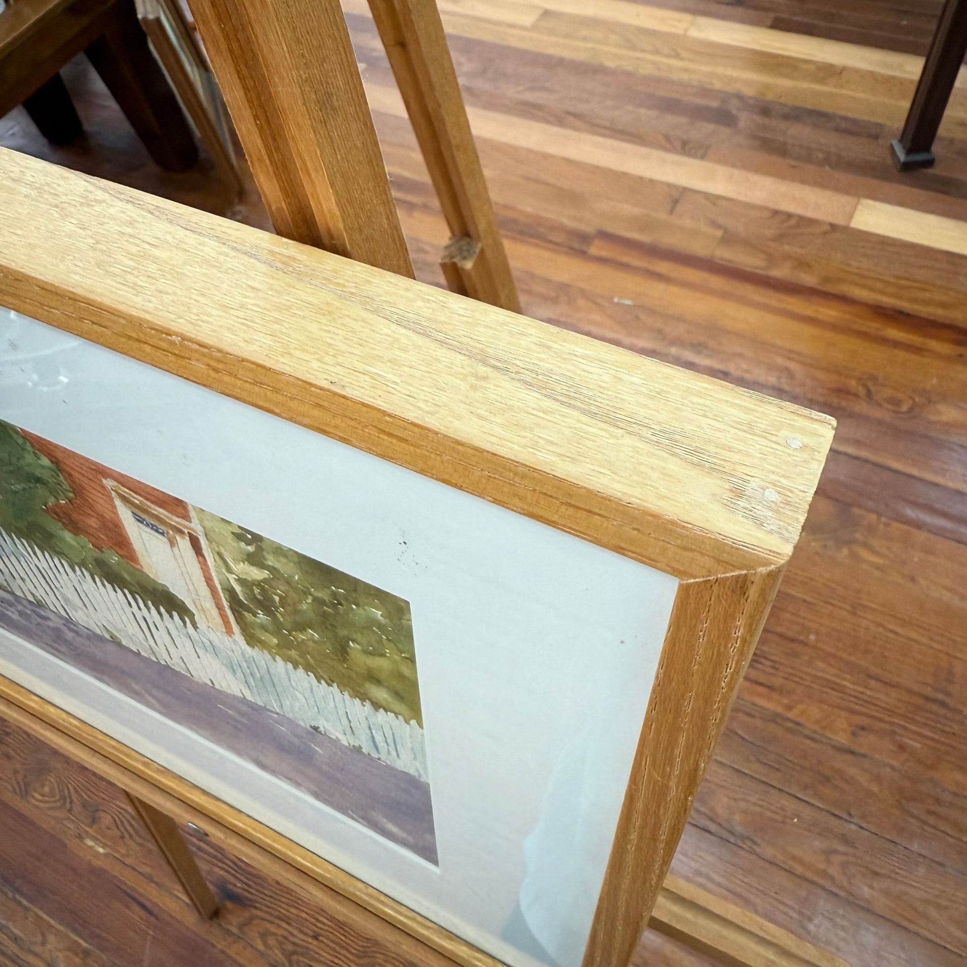 White Picket Fence Watercolor by Harriet Lovitt Damm (Framed, 16" x 13") - Loom Vintage