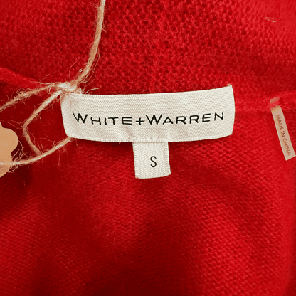 White + Warren Red 100% Cashmere Open - Front Cardigan (Small) - Loom Vintage