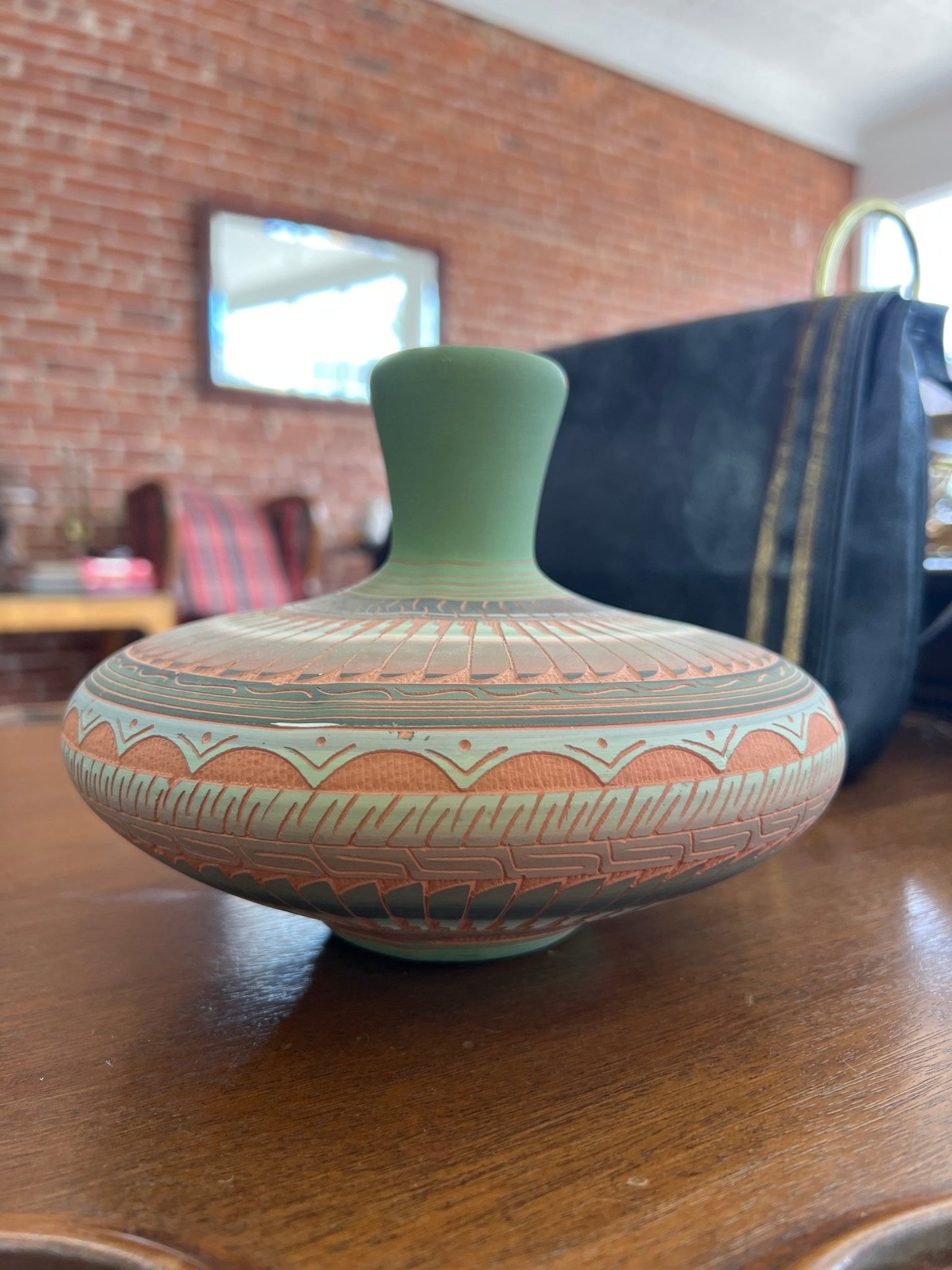 Whitegoat & Shipley Navajo Pottery Vessel – Hand - Etched Native American Art - Loom Vintage