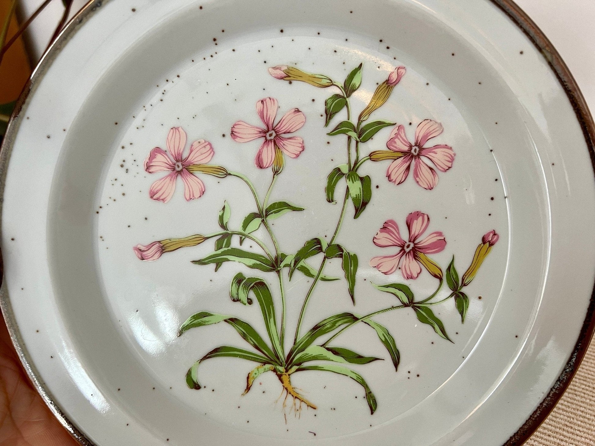 Wild Pink No. 201 Japanese Salad Plates, Set of 4 — Floral, Pink, Green & Yellow, 8" - Loom Vintage