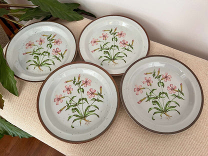 Wild Pink No. 201 Japanese Salad Plates, Set of 4 — Floral, Pink, Green & Yellow, 8" - Loom Vintage