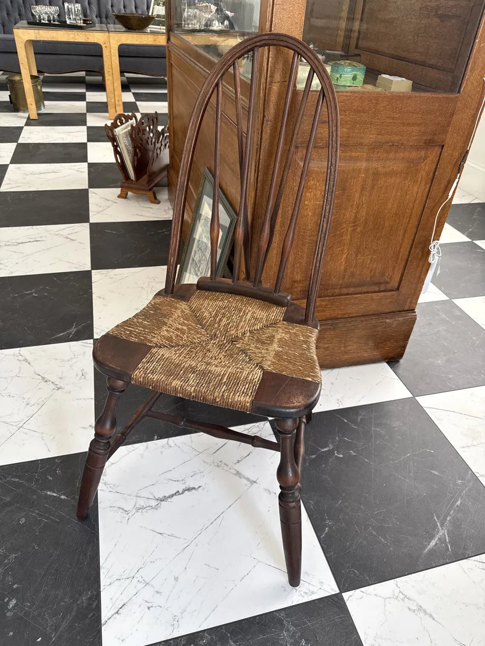 Windsor Antique Small Chair With Rush Seating