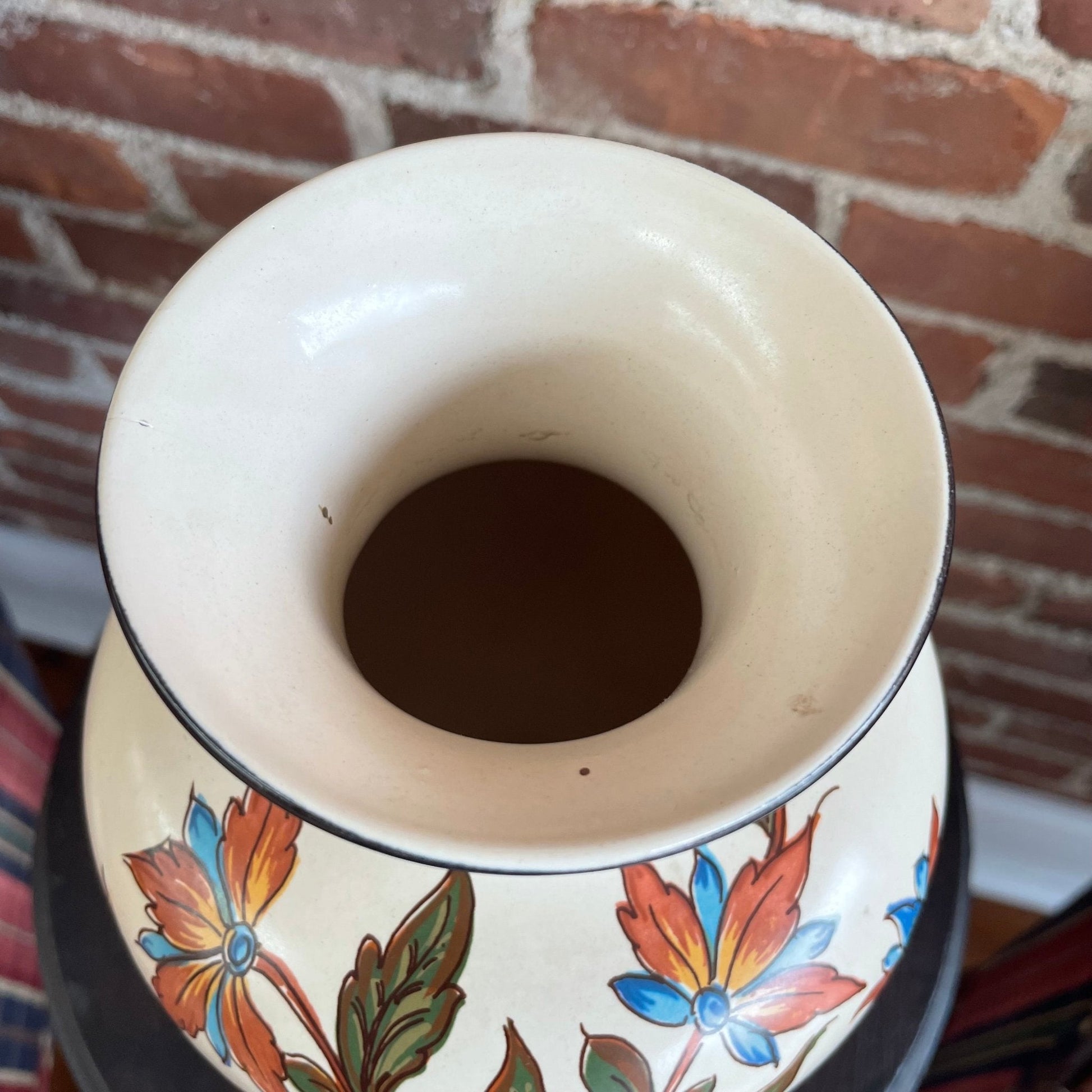Zuid Holland Plateel Handwork Vase — Hand-Painted Floral, Signed & Numbered, Gouda, 10"H - Loom Vintage
