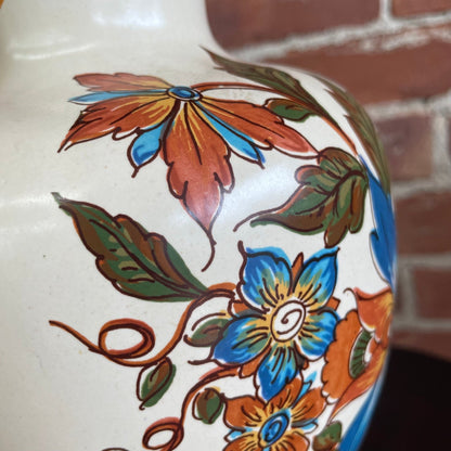 Zuid Holland Plateel Handwork Vase — Hand-Painted Floral, Signed & Numbered, Gouda, 10"H - Loom Vintage